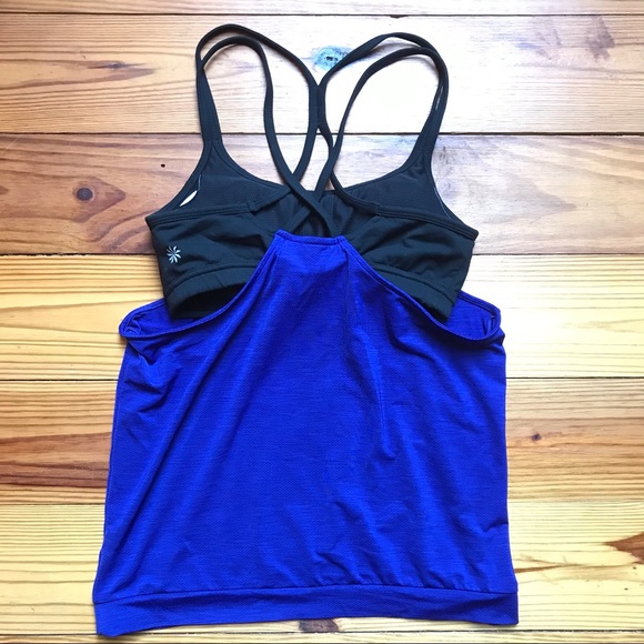Athleta Blue Black Built-in Bra Tank Top, EUC, S - Picture 8 of 15